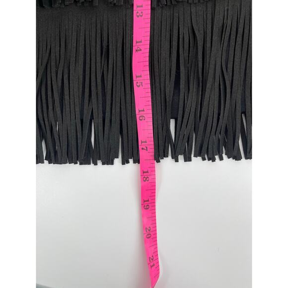Express Black Tiered Fringe Mini Skirt‎ Size M Festival Boho Witchy Whimsigoth - Picture 6 of 7